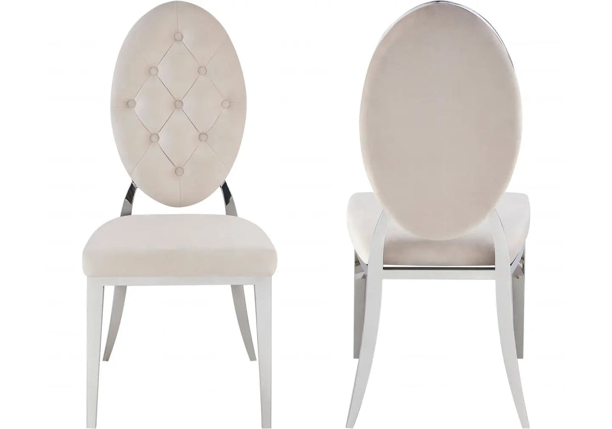 4 chaises médaillon capitonnées beige | Iris