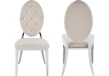 4 chaises médaillon capitonnées beige | Iris