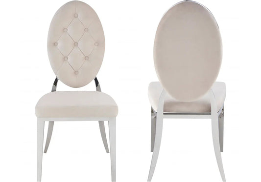 4 chaises médaillon capitonnées beige | Iris