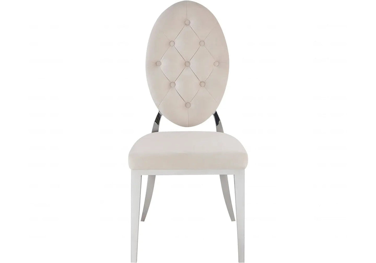 4 chaises médaillon capitonnées beige | Iris