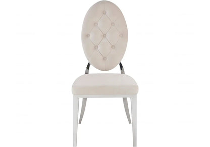 4 chaises médaillon capitonnées beige | Iris