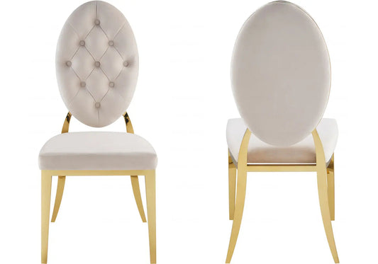 Lot de 4 chaises médaillon beige et doré | Iris