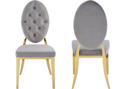 Lot de 4 chaises médaillon capitonnées gris | Iris