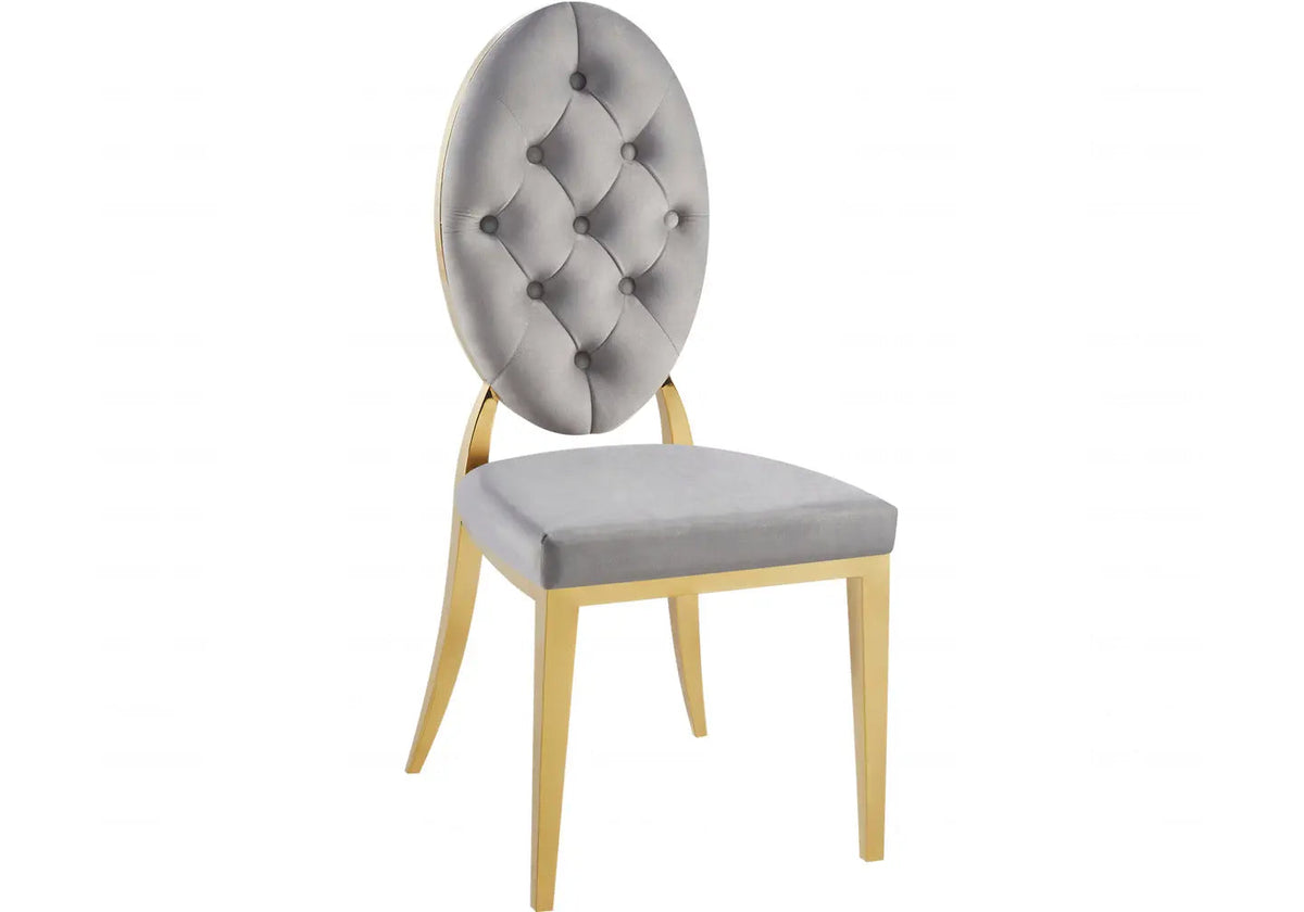 Lot de 4 chaises médaillon capitonnées gris | Iris