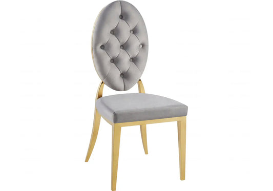 Lot de 4 chaises médaillon capitonnées gris | Iris