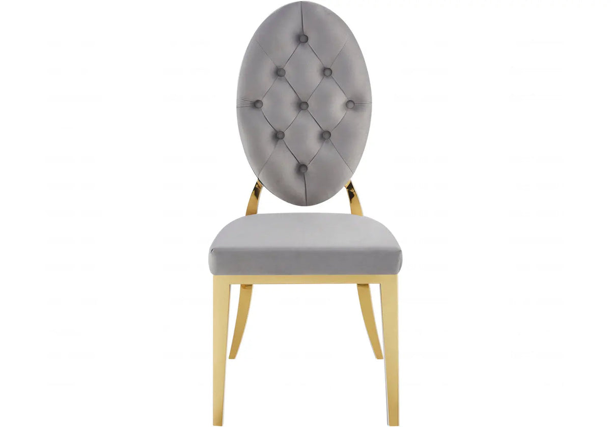 Lot de 4 chaises médaillon capitonnées gris | Iris