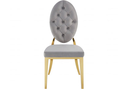 Lot de 4 chaises médaillon capitonnées gris | Iris