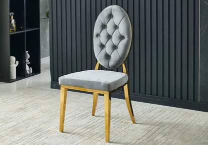 Lot de 4 chaises médaillon capitonnées gris | Iris