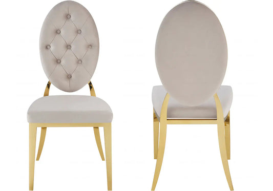 Lot de 4 chaises médaillon taupe doré | Iris