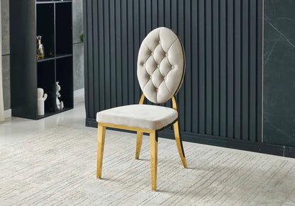 Lot de 4 chaises médaillon taupe doré | Iris