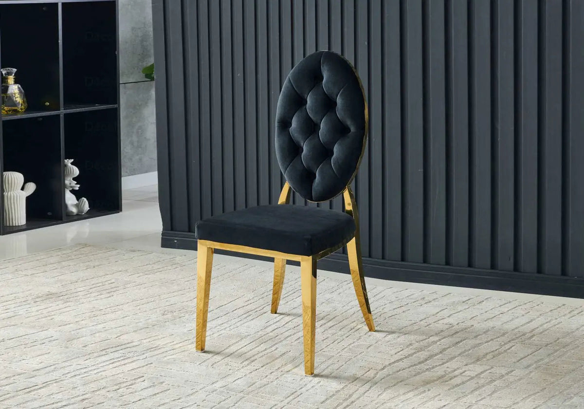 Lot de 4 chaises médaillon noir et doré | Iris