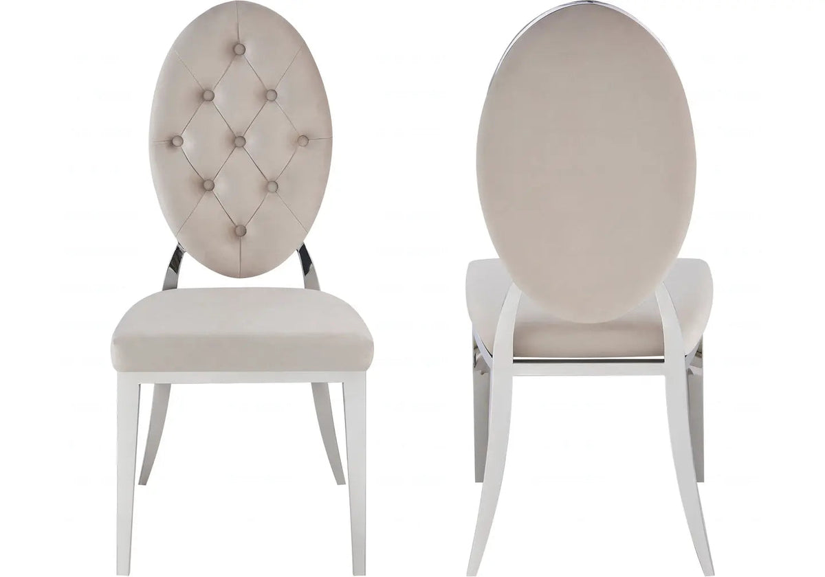 Lot de 4 chaises médaillons taupe et argent | Iris