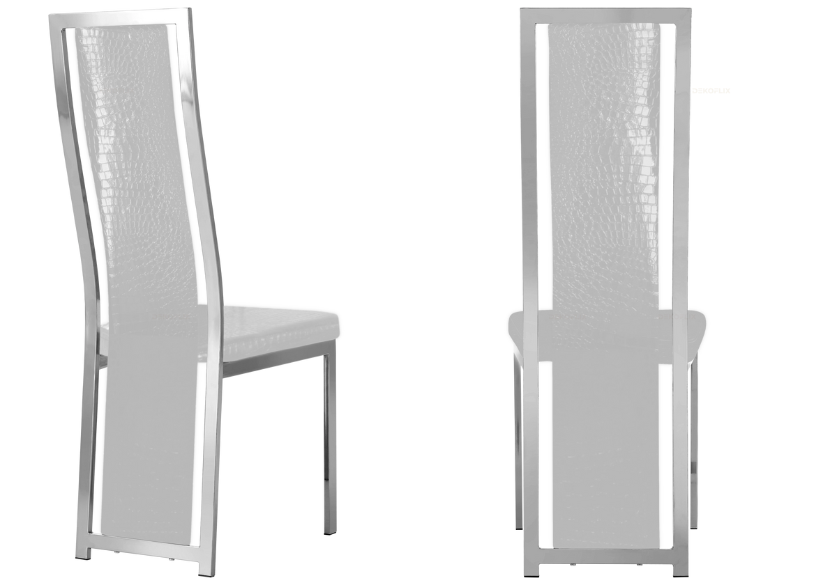 Lot de 6 chaises baroque croco blanc et chrome | Kora