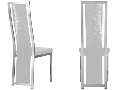 Lot de 6 chaises baroque croco blanc et chrome | Kora