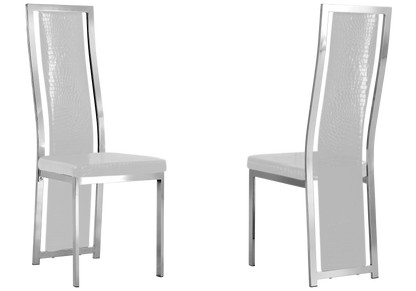 Ensemble table verre trempé et 6 chaises argent | Kiro