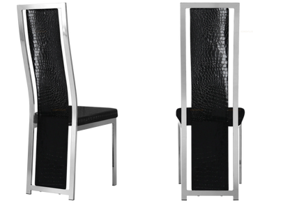 Lot de 6 chaises baroque argent et croco noir | Kora