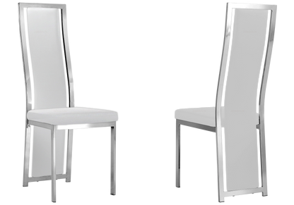 Lot de 6 chaises argentées simili blanc moderne | Kora