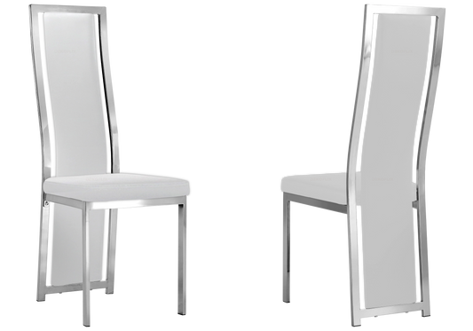 Lot de 6 chaises argentées simili blanc moderne | Kora