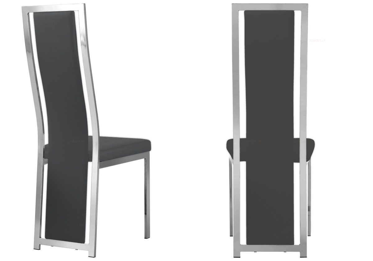 Lot de 6 chaises de salle à manger simili gris | Kora