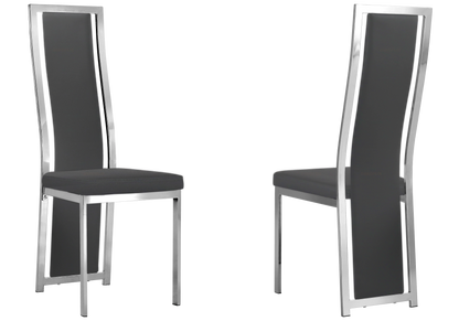 Table verre et 6 chaises simili-cuir argent | Kiro