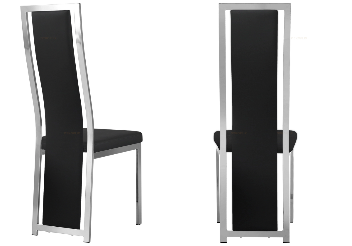 Lot de 6 chaises de salle à manger simili noir | Kora