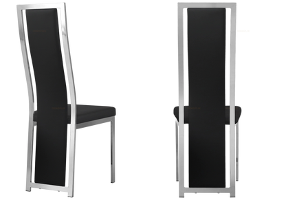 Lot de 6 chaises de salle à manger simili noir | Kora