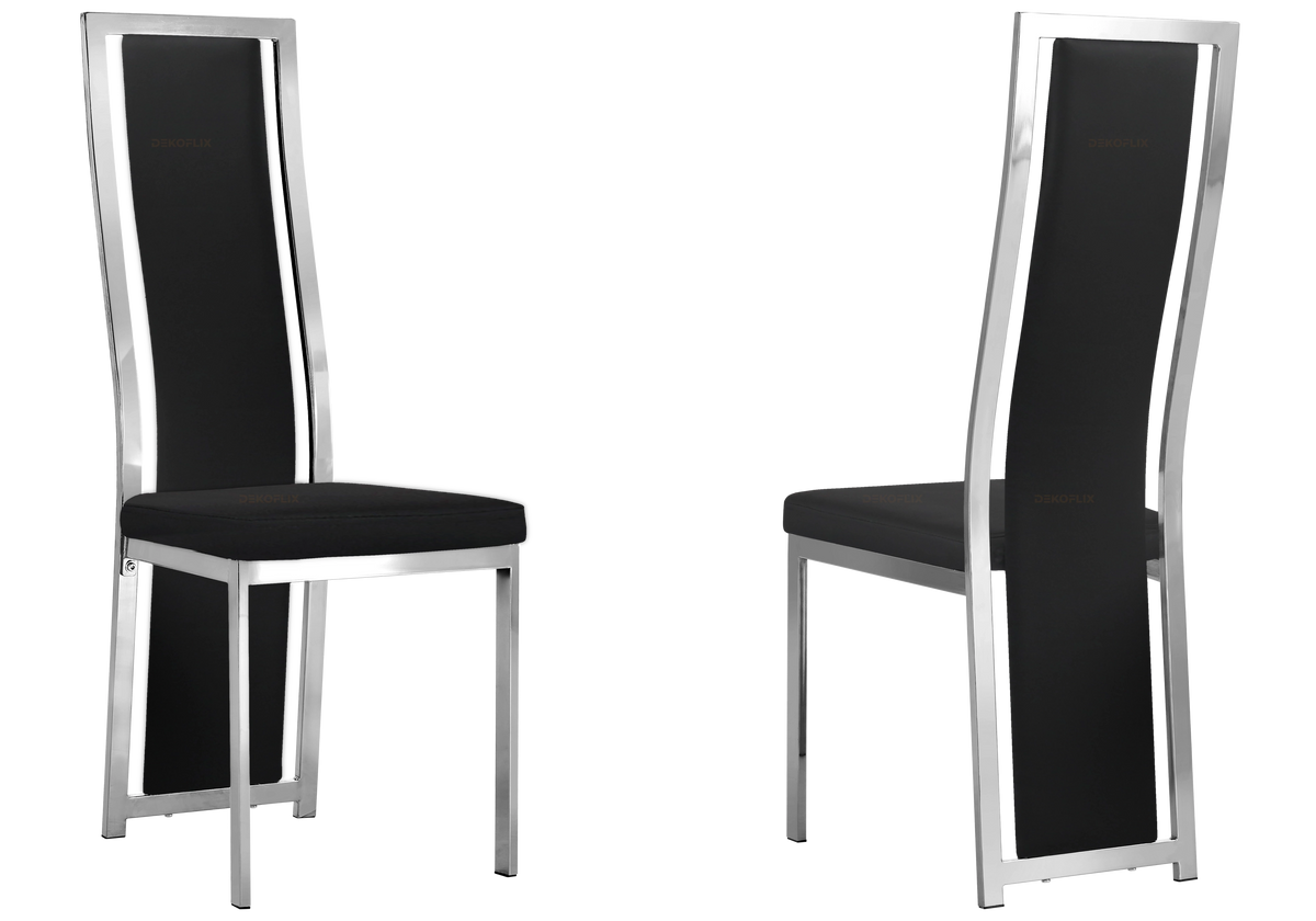 Lot de 6 chaises de salle à manger simili noir | Kora