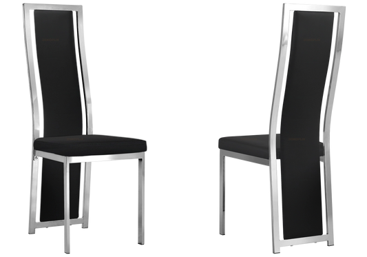 Lot de 6 chaises de salle à manger simili noir | Kora