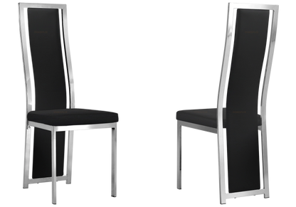Table verre et 6 chaises simili-cuir argent | Kiro