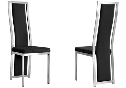 Table marbre noir et 6 chaises velours argent | Kiro