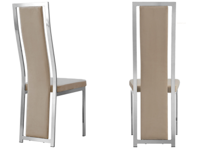 Lot de 6 chaises en taupe et acier argenté | Kora