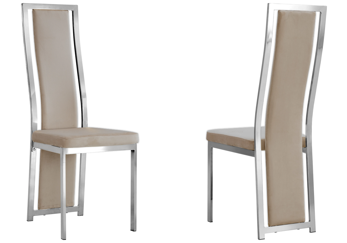 Table marbre noir et 6 chaises velours argent | Kiro