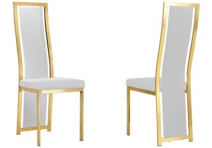 Table verre et 6 chaises simili-cuir doré | Kiro