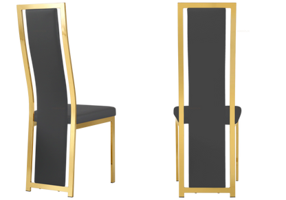 Ensemble de 6 chaises simili gris et acier doré | Kora