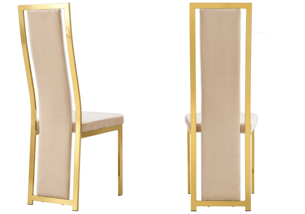 Lot de 6 chaises design en beige et doré | Kora