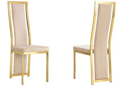 Lot de 6 chaises design en beige et doré | Kora