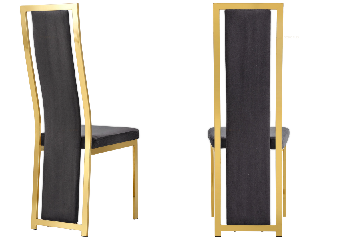 Lot de 6 chaises en gris et pieds dorés | Kora