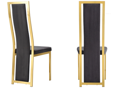 Lot de 6 chaises en gris et pieds dorés | Kora