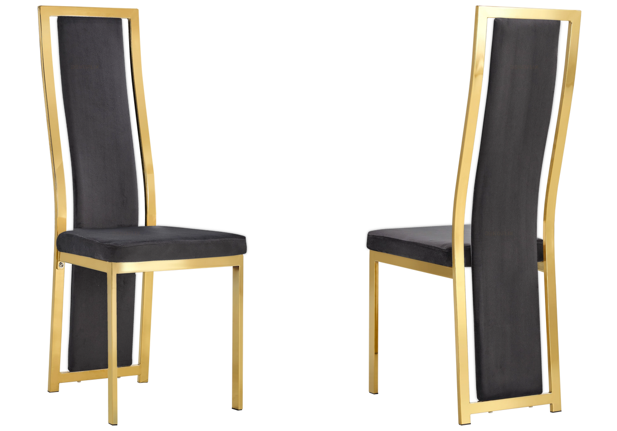 Table marbre blanc et 6 chaises velours doré | Kiro