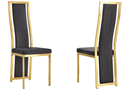 Lot de 6 chaises en gris et pieds dorés | Kora
