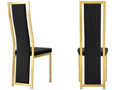 Lot de 6 chaises en noir et métal doré | Kora