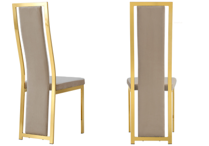 Lot de 6 chaises design taupe et pieds dorés | Kora