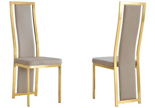 Lot de 6 chaises design taupe et pieds dorés | Kora