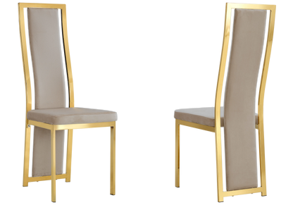 Table marbre blanc et 6 chaises velours doré | Kiro