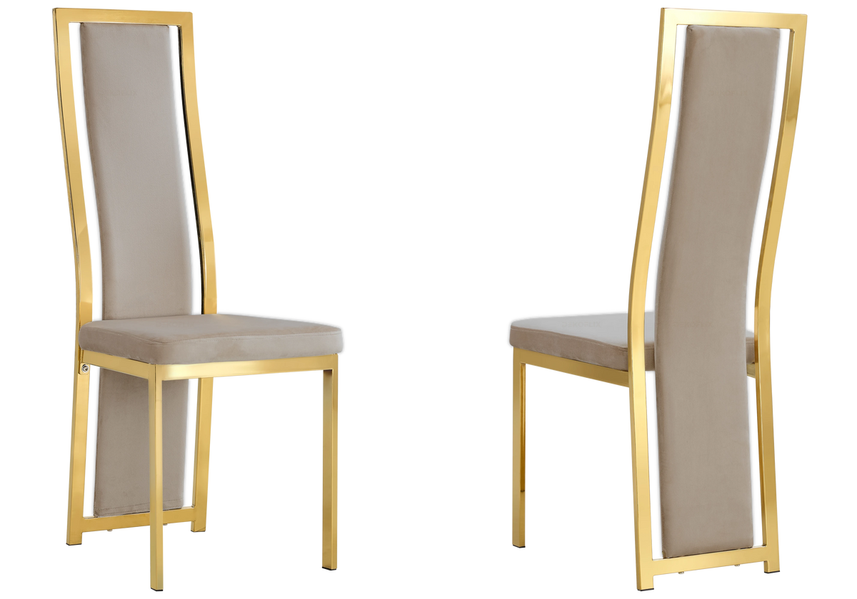 Table marbre noir et 6 chaises velours doré | Kiro