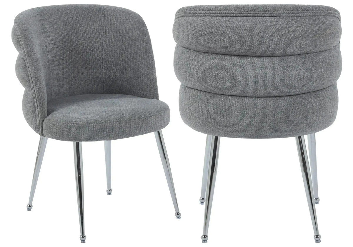 Lot de 2 fauteuils de table effet lin anthracite | Kaelo
