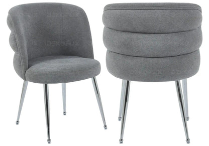 Lot de 2 fauteuils de table effet lin anthracite | Kaelo