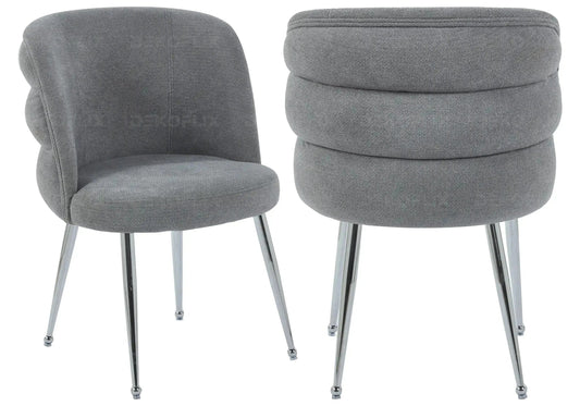Lot de 2 fauteuils de table effet lin anthracite | Kaelo