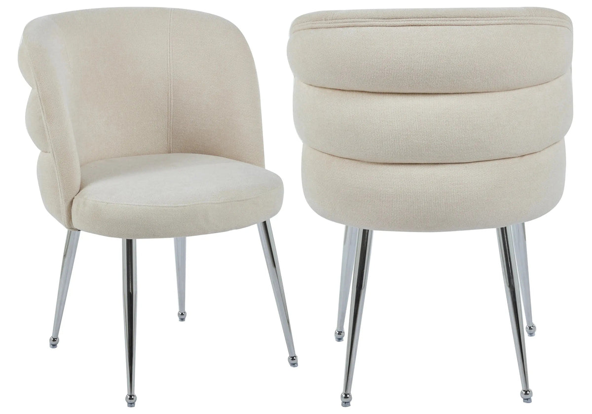 Lot de 2 fauteuils de table tissu effet lin écru | Kaelo