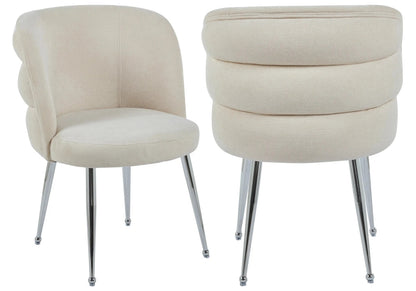 Lot de 2 fauteuils de table tissu effet lin écru | Kaelo